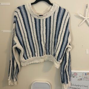 Turtle Bay striped crochet sweater one size